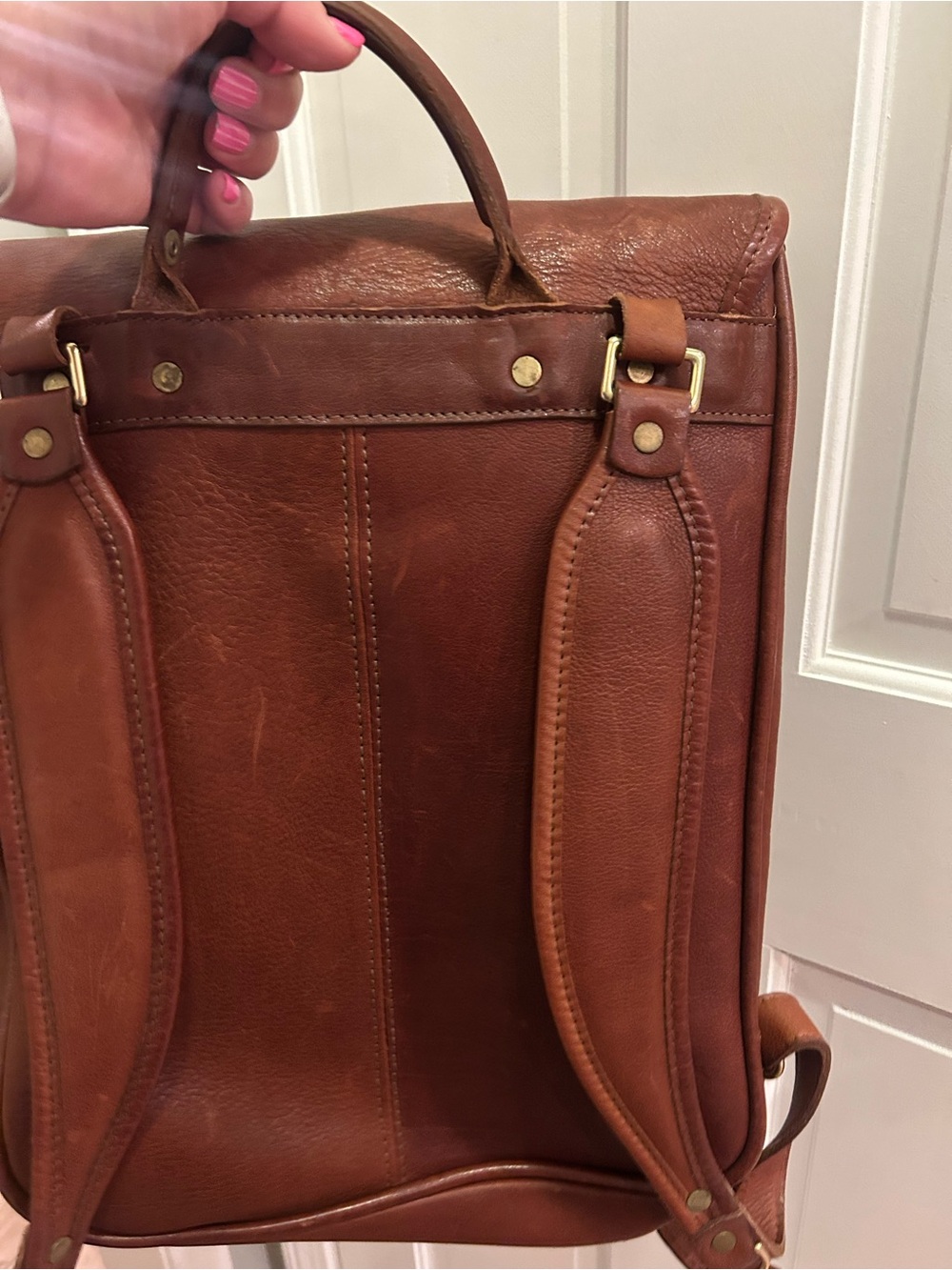 JW Hulme Continental Backpack Made In USA Genuine Brown Leather. Like New - Picture 12 of 13